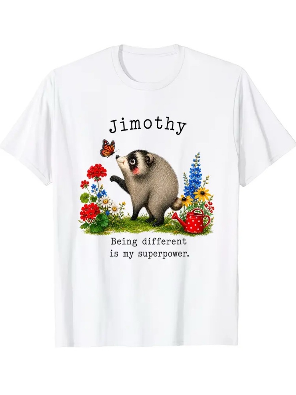Jimothy White Short Sleeve Graphic Tee - 'Being different is my superpower.'